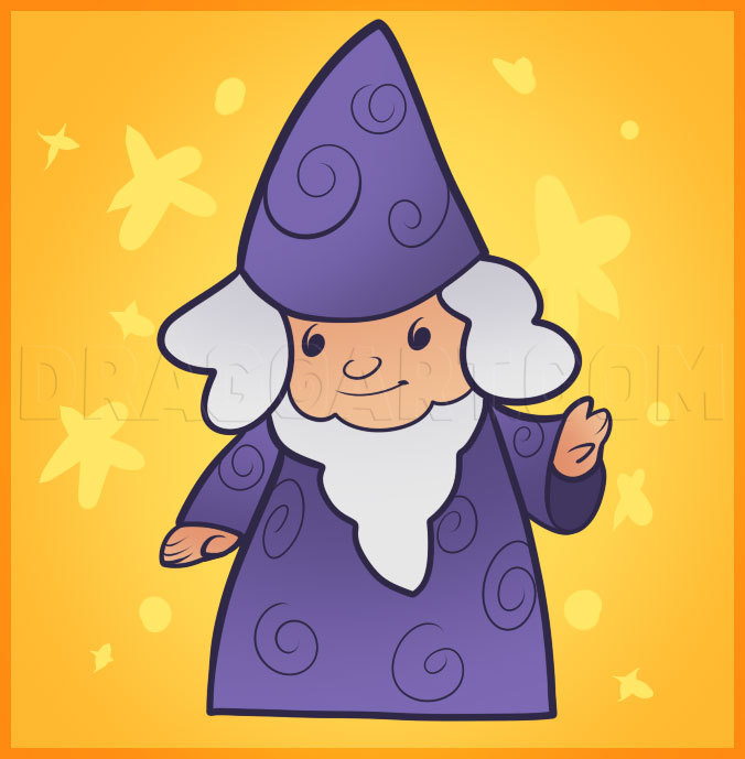 how to draw a wizard for kids