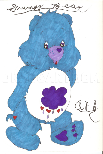 how to draw grumpy bear from care bears