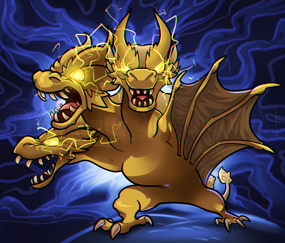 how to draw king ghidorah drawing tutorial