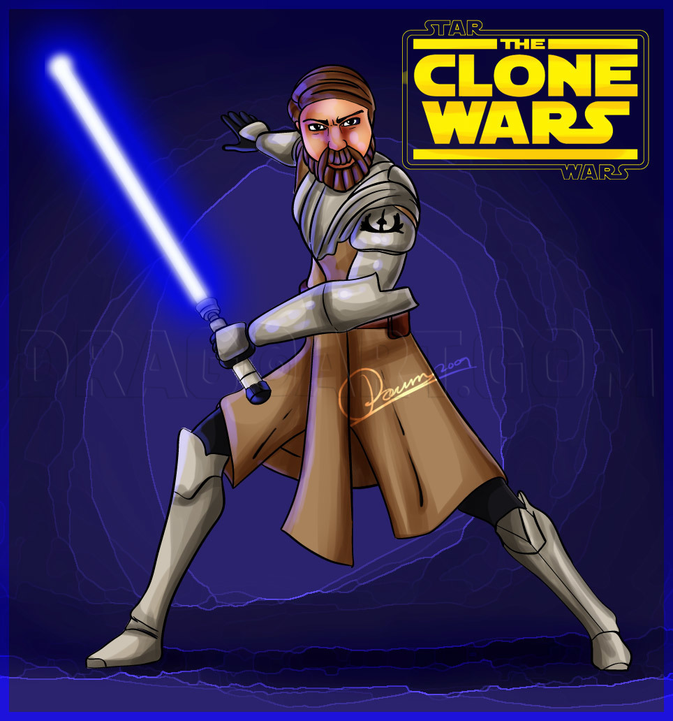 how to draw obi wan kenobi from star wars the clone wars