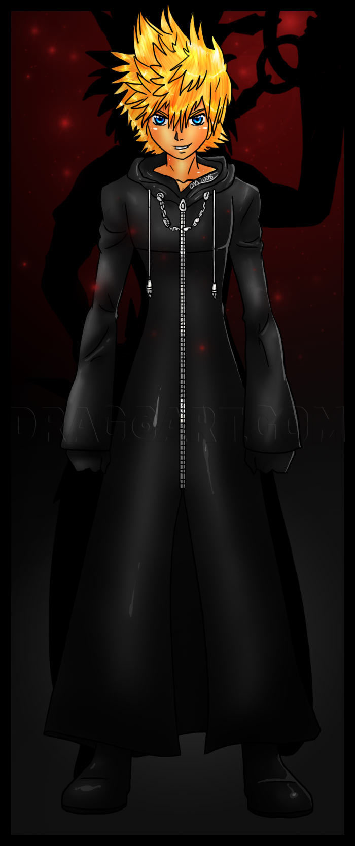 how to draw roxas from kingdom hearts 2