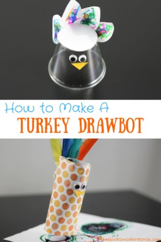 Turn a simple turkey craft into a fun STEAM activity for Thanksgiving. Learn how to make a turkey drawbot.