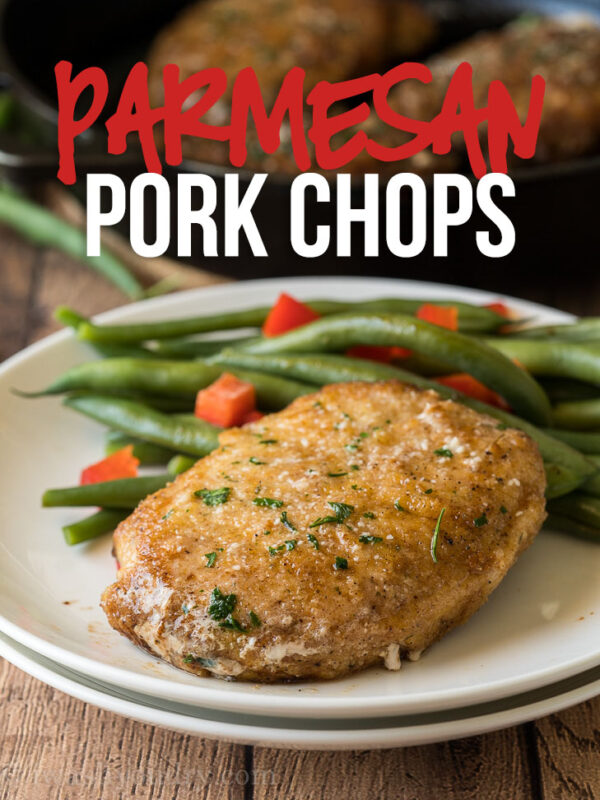 This Garlic Parmesan Pork Chop Recipe is super quick and easy to make with a crispy parmesan crust on the outside.