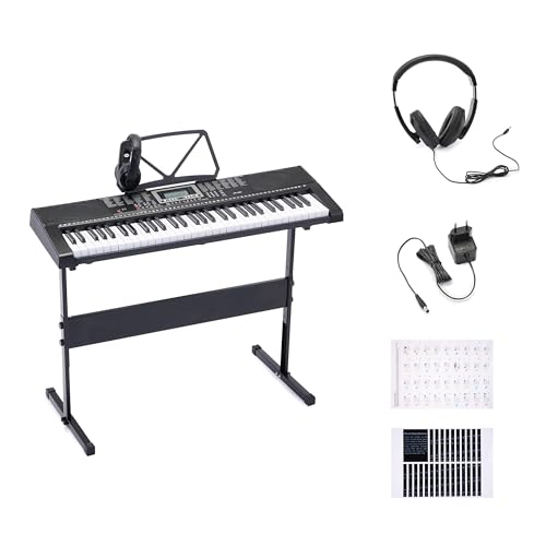 Amazon Basics Clavier de piano num&eacute;rique portable 61 touches Haut-parleurs et chansons int&eacute;gr&eacute;s Prise europ&eacute;enne, 93 x 30.4 x 9.32 cm (L x l x H), Noir
