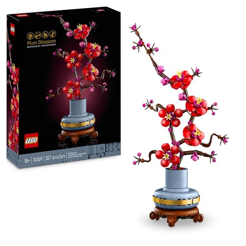 Lego Icons Les Fleurs de Prunier - D&eacute;coration Florale - Plante sans Entretien &agrave; Offrir - Set de Construction de la Collection Botanique pour Adultes - Activit&eacute; relaxante pour Hommes et Femmes 10369