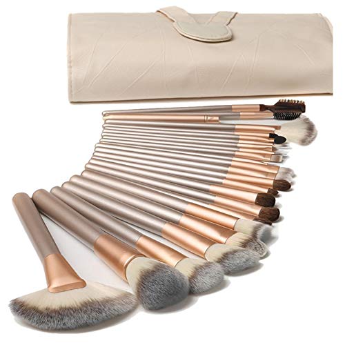 18PCS Set Pinceaux Maquillage avec Sac De Rangement Professionnel pour Fond De Teint, Blush, fard &agrave; Paupi&egrave;res Poils Synthetiques Doux et Sans Cruaut&eacute;