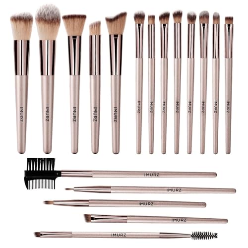 18PCS Pinceau maquillage,Set Pinceaux maquillages professionnel pour fond de teint, m&eacute;lange de poudre, fard &agrave; joues,contour des yeux, pinceaux de maquillage avec champagne dor&eacute;