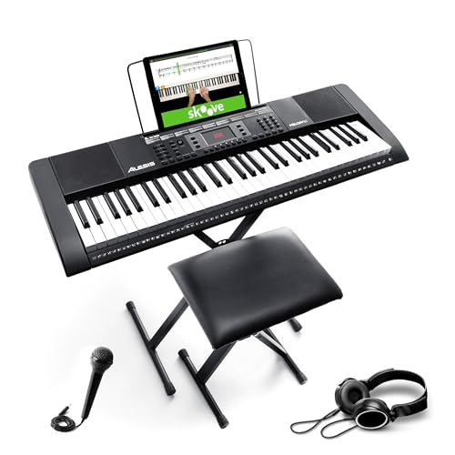Alesis Melody 61 piano num&eacute;rique 61 touches pour d&eacute;butants avec haut-parleurs, support, clavier banc, casque, micro, pupitre, 300 sons et leçons de musique