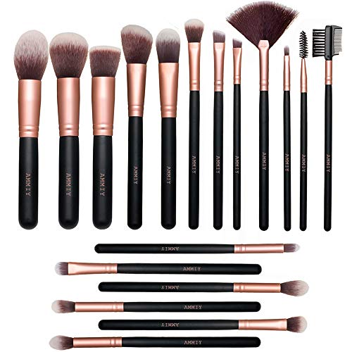 18 PCS Set Pinceaux Maquillage Rose Dor&eacute; Synth&eacute;tiques Haut De Gamme pour fond De Teint M&eacute;lange Poudre pour Le Visage Blush Concealers Ombres &agrave; Paupi&egrave;res