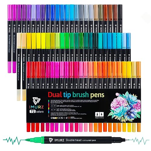 Mitoymia Feutres Coloriage Adulte 72 Couleurs Aquamarker Feutre Double Pointe Fine Feutres Pinceau Aquarelle Stylos pour Adulte D&eacute;butant Dessin,Livre De Coloriage,Mandala,Bullet Journal, L002