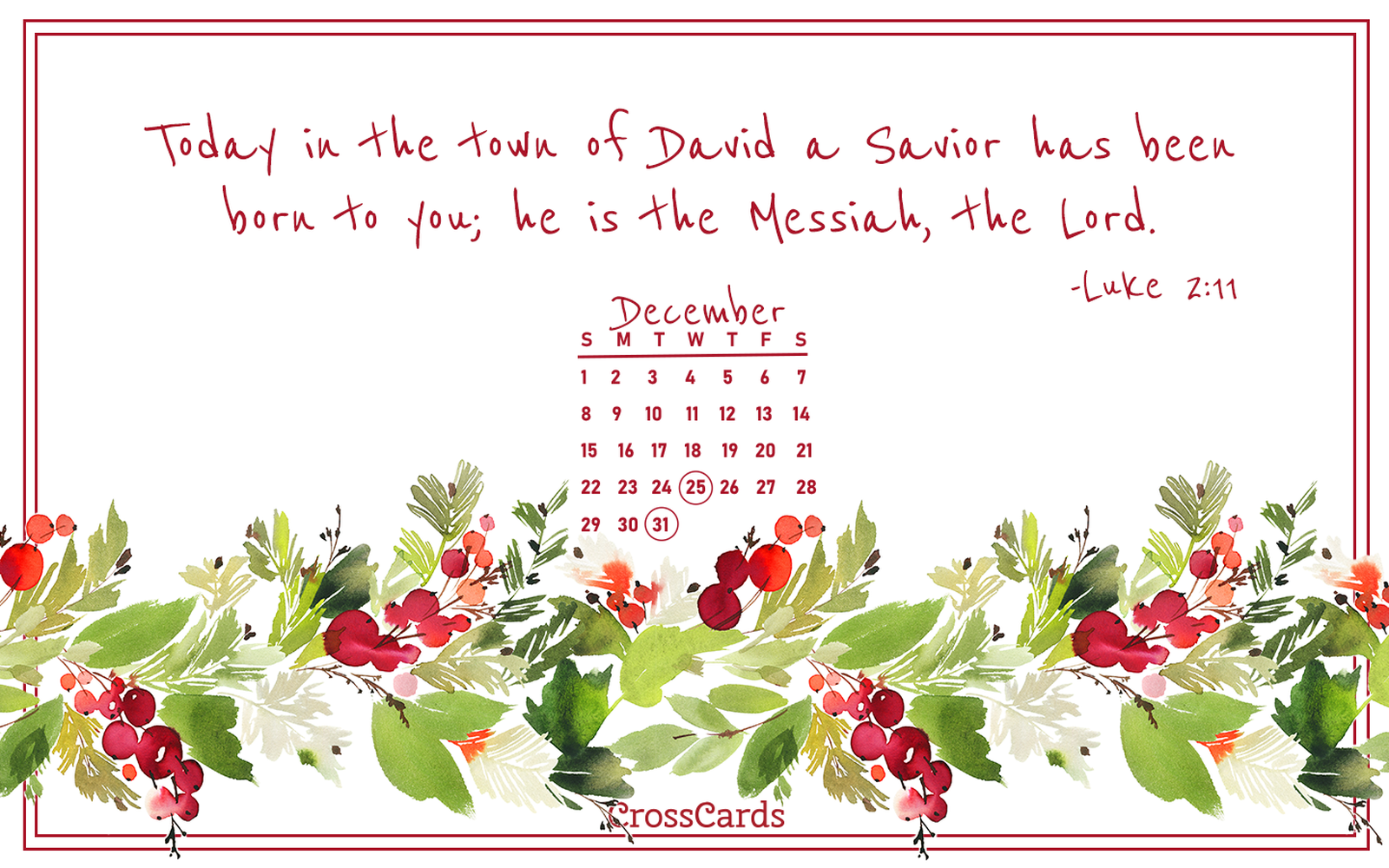 December 2019 - Holly ecard, online card