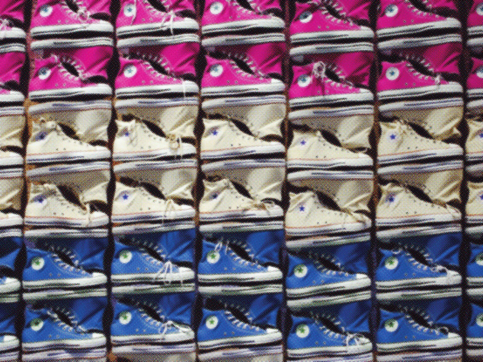 Converse AllStars in pink white and blue.
