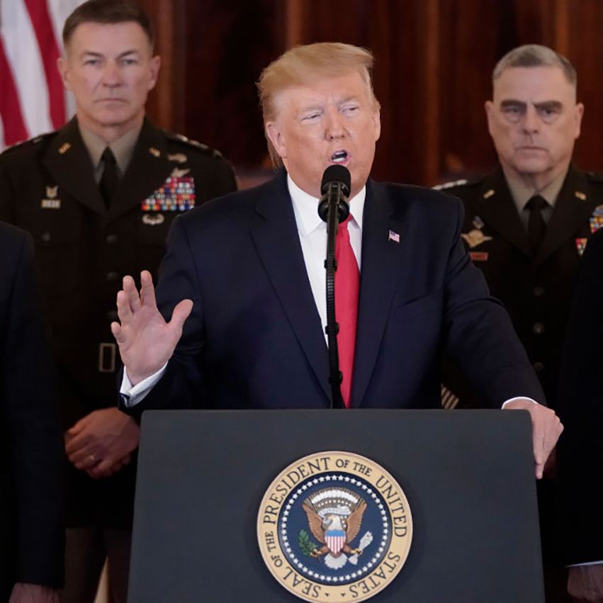 President Trump addresses the nation after a retaliatory Iranian attack on Iraqi bases where U.S. troops were stationed.