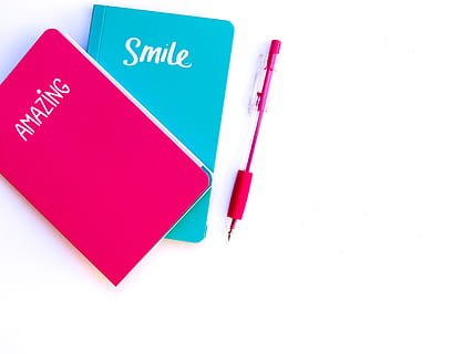 pink, blue, notebook, pen, write, school, supply, office, business, studio shot, white background, indoors, copy space, pink color, no people, close-up, note pad, office supply, paper, pencil, red, diary, writing instrument, reminder, publication, communication, book, text, 4K, CC0, public domain, royalty free