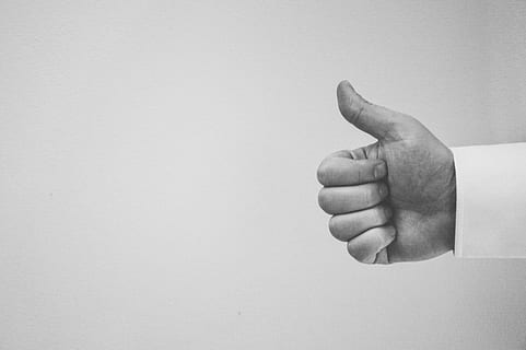 thumbs up, hand, people, black and white, human hand, human body part, gesturing, body part, finger, human finger, one person, studio shot, indoors, hand sign, copy space, thumb, close-up, success, men, showing, communication, aggression, human limb, 5K, CC0, public domain, royalty free