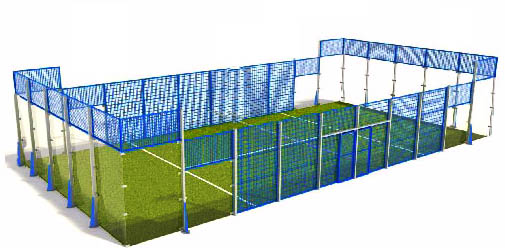 Plan padel, padeltennis, med glas och galler