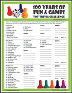 100 Years Toy Trivia Party Game - Fun for Birthdays and Christmas