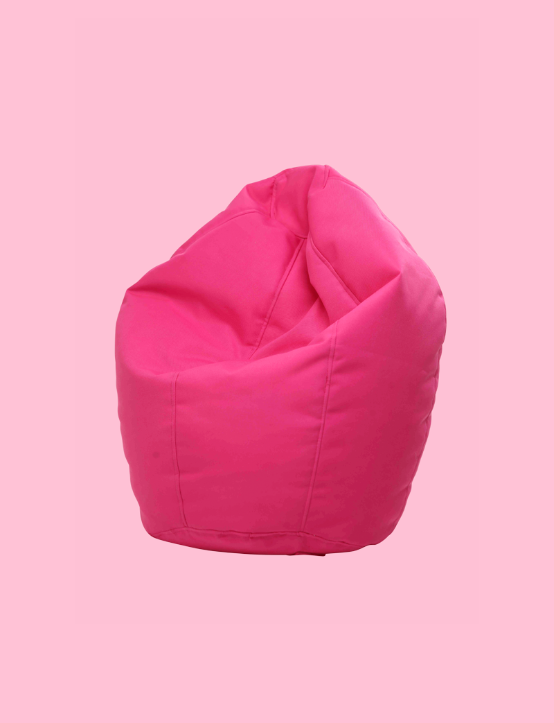 a pink bean chair