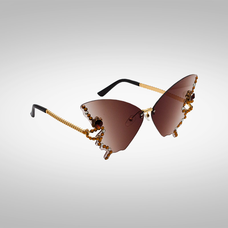 Schnelle Sonnenbrille Crystal Butterfly in Braun seitlich