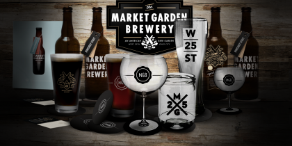 Market Garden Branding - Glasses and Bottles