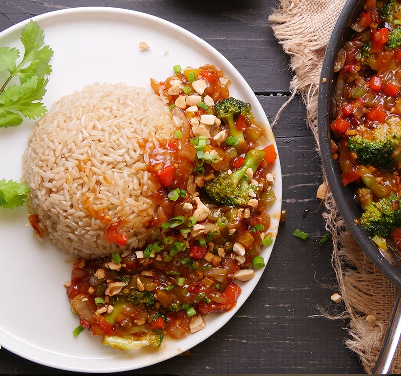 Vegetarian Stir-fry With Brown Rice Recipe and Video