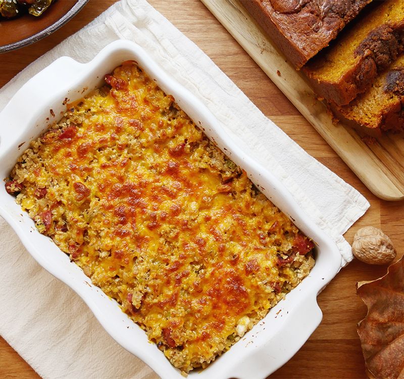 Low-carb Spicy Cheddar And Sausage Stuffing Recipe and Video