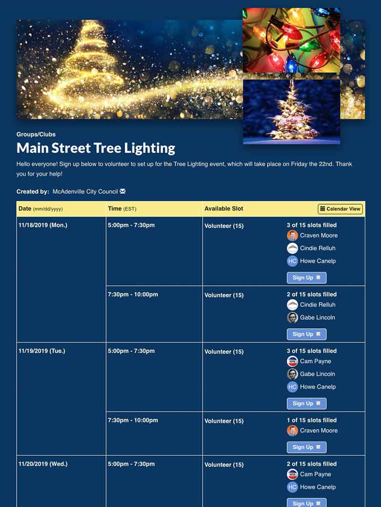 first sign up screenshot