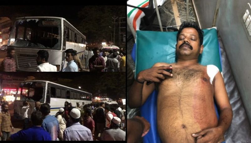 Stone pelting kasargod KSRTC driver seriously injured