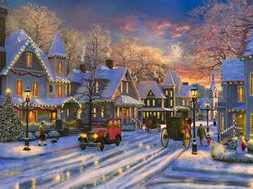 Christmas landscape. - Puzzle: a festive landscape.