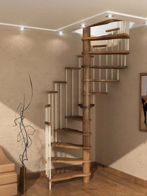 Винтовая сборная лестница сосна или бук