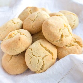 almond flour biscuits in a bread basket