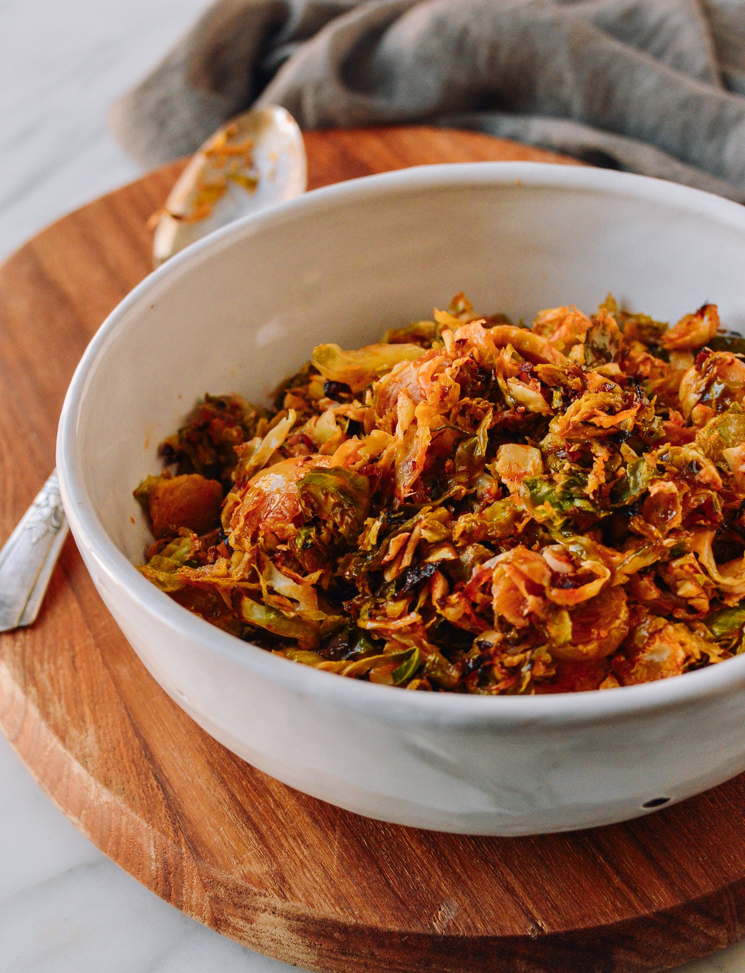 Honey Sriracha Roasted Brussels Sprouts, thewoksoflife.com