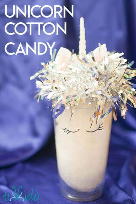 Snowy Christmas Unicorn Cotton Candy Cups