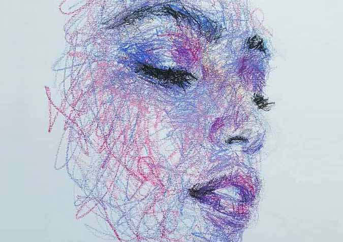 scribble artist draws Amazing Portraits Entirely By Scribbling