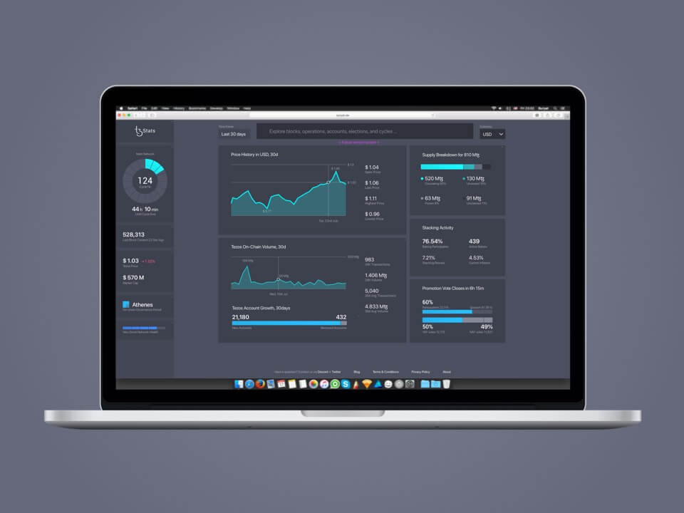 TzStats Tezos blockchain explorer web interface design