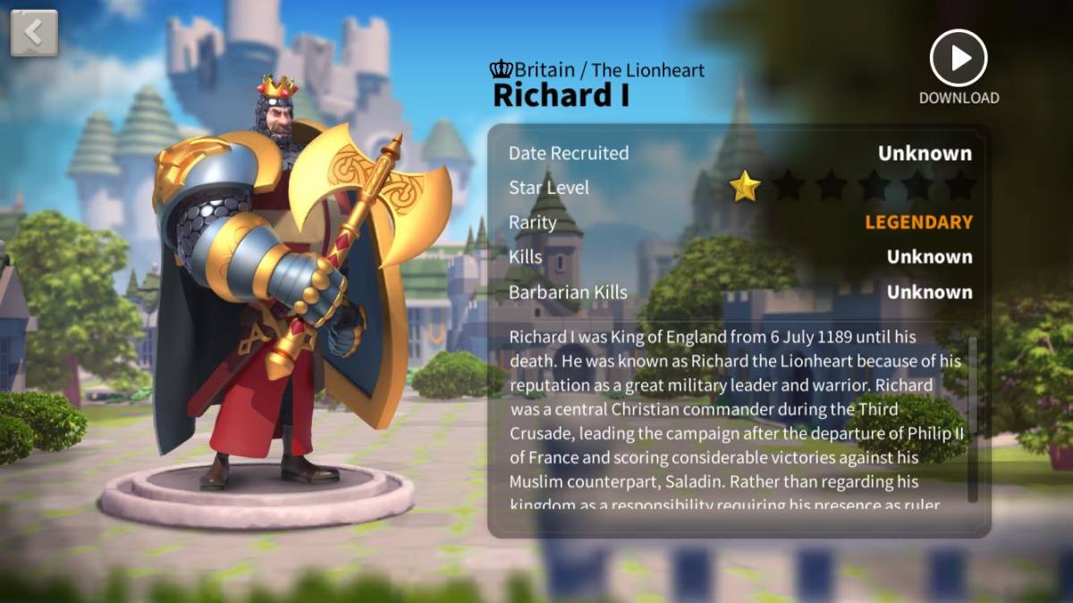 Ultimate Richard I Talent Tree Build Guide: The Impenetrable Garrison Defender in "Rise of Kingdoms"