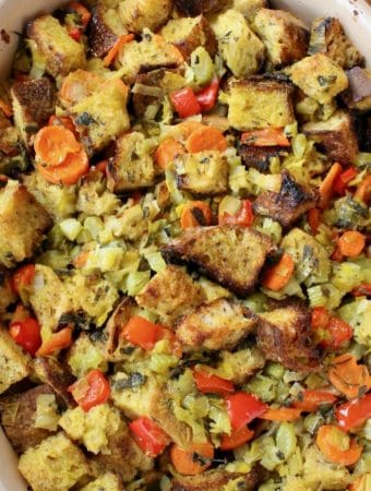 Vegan Classic Bread Stuffing with Leeks, Sage and Thyme
