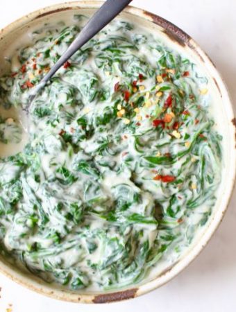 Healthy vegan creamed spinach