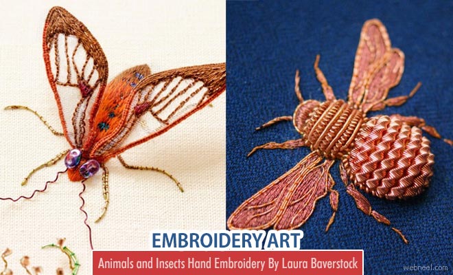 Animals and Insects - Stunning Embroidery Artworks By Laura Baverstock
