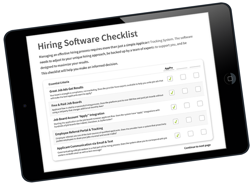 checklist to compare applicant tracking systems