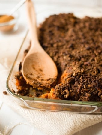 This Easy Sweet Potato Casserole uses fresh sweet potatoes, and is perfectly sweet, dense, and crunchy. Say hello to your new favorite Thanksgiving side!