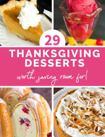 A collage of four Thanksgiving desserts.