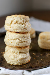stack of biscuits on baking pan