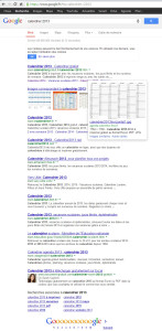 R&eacute;sultats de la recherche 'calendrier 2013' sur Google le 19/09/2013
