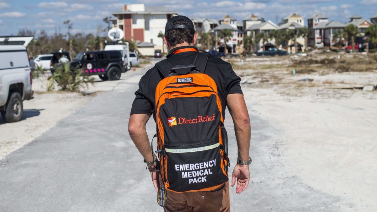 Relief worker in Florida in Hurricane Michael aftermath