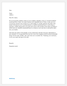 Authorization Letter to Sell Product