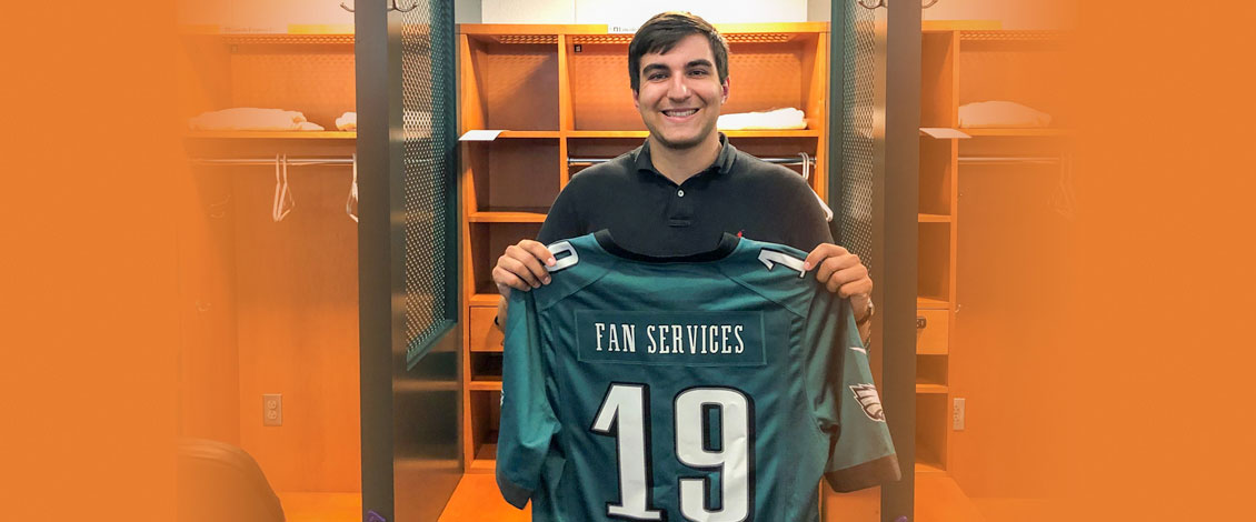 ESU sport management major, Nick Herrmann is interning with the Philadelphia Eagles
