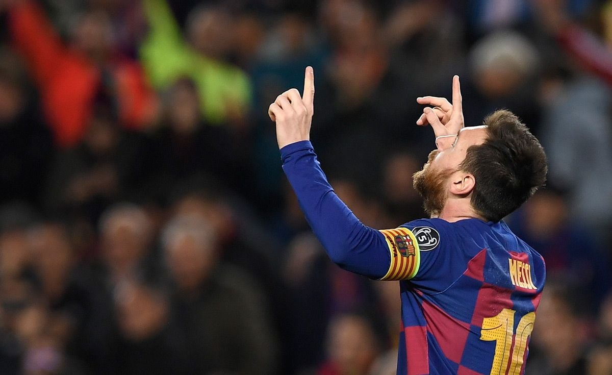 Leo Messi, celebrando un gol contra el Mallorca en el Camp Nou