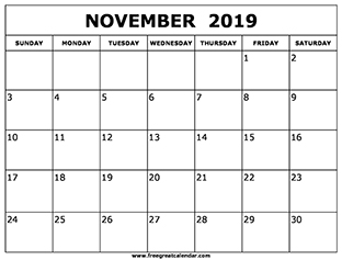 November 2019 Calendar