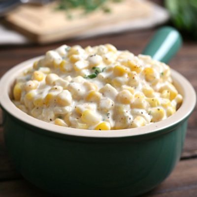 This recipe is the best creamed corn I've tried! Simple ingredients, a little bit of spice, and just a few minutes on the stovetop.